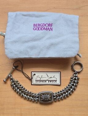 Stephen Dweck Sterling Silver And Bronze Bracelet W A Handmade Sterling Chain.